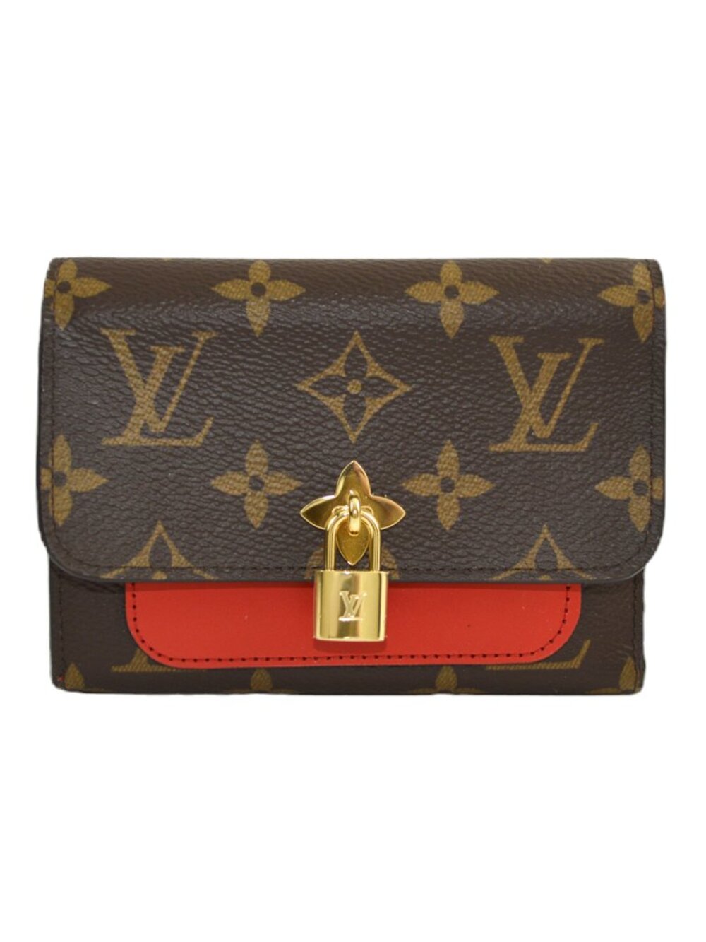 Louis Vuitton Monogram Flower Lock Compact Wallet #202-120